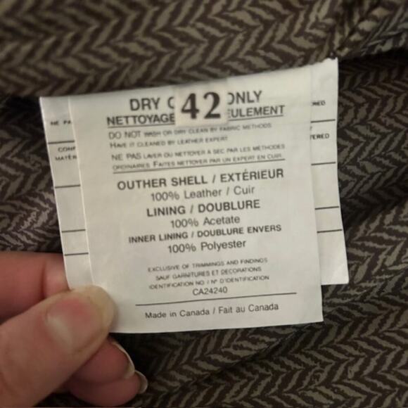 Vintage Creations de Cuir by Andre 100% Leather Brown Bomber Jacket - Size 42 - Picture 8 of 9